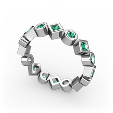 Vanora Tamtur Yüzük - Yeşil kuvars 18 ayar beyaz altın yüzük #5assjj