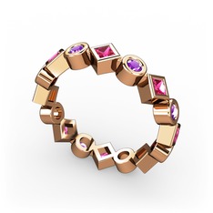 Rodolit garnet ve ametist 925 ayar rose altın kaplama gümüş yüzük