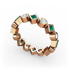 Vanora Tamtur Yüzük - Kök zümrüt ve akuamarin 8 ayar rose altın yüzük #7w9u2t