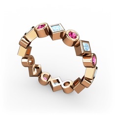 Vanora Tamtur Yüzük - Akuamarin ve rodolit garnet 925 ayar rose altın kaplama gümüş yüzük #86gewq