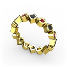 Vanora Tamtur Yüzük - Siyah zirkon ve garnet 8 ayar altın yüzük #8o0k6a