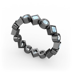 Vanora Tamtur Yüzük - Akuamarin 925 ayar siyah rodyum kaplama gümüş yüzük #9a2awy