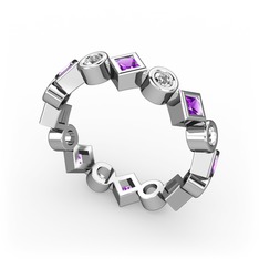 Vanora Tamtur Yüzük - Ametist ve swarovski 14 ayar beyaz altın yüzük #9f42ok