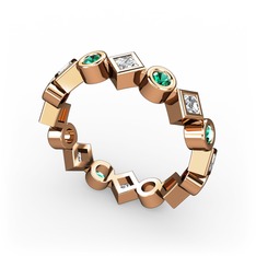 Swarovski ve yeşil kuvars 8 ayar rose altın yüzük