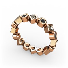 Vanora Tamtur Yüzük - Dumanlı kuvars ve siyah zirkon 18 ayar rose altın yüzük #bbl1dv