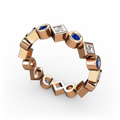 Vanora Tamtur Yüzük - Swarovski ve lab safir 18 ayar rose altın yüzük #bfasgc