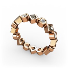 Dumanlı kuvars ve beyaz zirkon 18 ayar rose altın yüzük