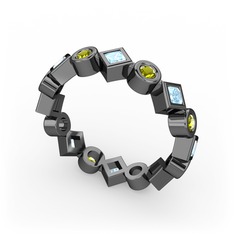 Vanora Tamtur Yüzük - Akuamarin ve peridot 925 ayar siyah rodyum kaplama gümüş yüzük #ch2x5d