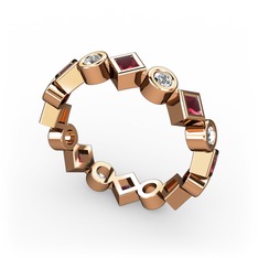 Vanora Tamtur Yüzük - Kök yakut ve swarovski 18 ayar rose altın yüzük #cxe5ps