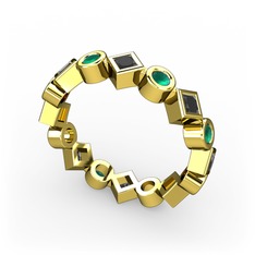 Vanora Tamtur Yüzük - Siyah zirkon ve kök zümrüt 925 ayar altın kaplama gümüş yüzük #cyhg5l