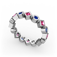 Vanora Tamtur Yüzük - Rodolit garnet ve lab safir 18 ayar beyaz altın yüzük #d0bit3