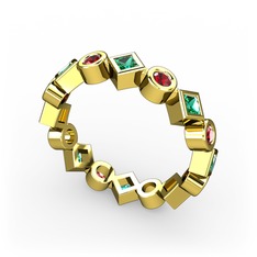 Vanora Tamtur Yüzük - Yeşil kuvars ve garnet 14 ayar altın yüzük #e6l63q