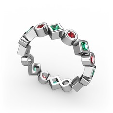 Vanora Tamtur Yüzük - Yeşil kuvars ve garnet 18 ayar beyaz altın yüzük #ejsbi7