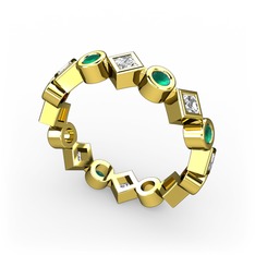 Swarovski ve kök zümrüt 8 ayar altın yüzük