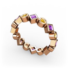 Vanora Tamtur Yüzük - Ametist ve sitrin 8 ayar rose altın yüzük #fegyjy