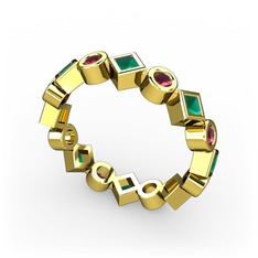 Vanora Tamtur Yüzük - Kök zümrüt ve kök yakut 8 ayar altın yüzük #ffvntf