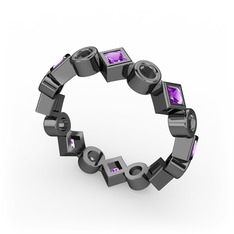 Vanora Tamtur Yüzük - Ametist ve siyah zirkon 925 ayar siyah rodyum kaplama gümüş yüzük #gpoiud