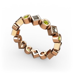 Dumanlı kuvars ve peridot 14 ayar rose altın yüzük