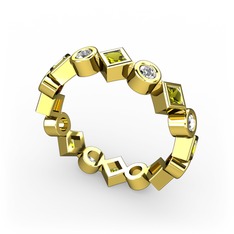 Peridot ve pırlanta 14 ayar altın yüzük (0.42 karat)