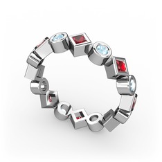 Vanora Tamtur Yüzük - Garnet ve akuamarin 925 ayar gümüş yüzük #hn71fw