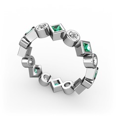Vanora Tamtur Yüzük - Yeşil kuvars ve swarovski 14 ayar beyaz altın yüzük #ikszw0