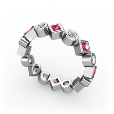 Vanora Tamtur Yüzük - Rodolit garnet ve swarovski 8 ayar beyaz altın yüzük #m0xofv