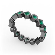 Vanora Tamtur Yüzük - Kök zümrüt 925 ayar siyah rodyum kaplama gümüş yüzük #mpp9z0