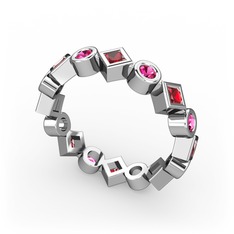 Vanora Tamtur Yüzük - Garnet ve rodolit garnet 14 ayar beyaz altın yüzük #mthldw