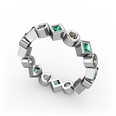 Vanora Tamtur Yüzük - Yeşil kuvars ve dumanlı kuvars 14 ayar beyaz altın yüzük #n6foax