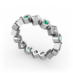 Swarovski ve yeşil kuvars 8 ayar beyaz altın yüzük