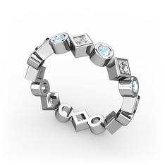 Vanora Tamtur Yüzük - Swarovski ve akuamarin 14 ayar beyaz altın yüzük #nt7k7m