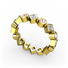 Vanora Tamtur Yüzük - Swarovski ve pembe kuvars 8 ayar altın yüzük #numop7