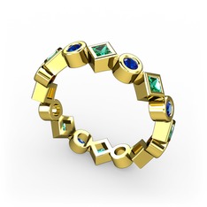 Vanora Tamtur Yüzük - Yeşil kuvars ve lab safir 925 ayar altın kaplama gümüş yüzük #p5kqvs