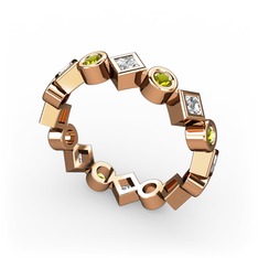 Vanora Tamtur Yüzük - Beyaz zirkon ve peridot 14 ayar rose altın yüzük #pjjyxg