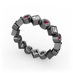 Vanora Tamtur Yüzük - Swarovski ve kök yakut 925 ayar siyah rodyum kaplama gümüş yüzük #sl4i61