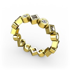 Vanora Tamtur Yüzük - Dumanlı kuvars ve swarovski 18 ayar altın yüzük #t6etbb