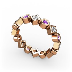 Vanora Tamtur Yüzük - Swarovski ve ametist 8 ayar rose altın yüzük #u60faq