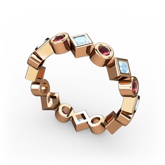 Vanora Tamtur Yüzük - Akuamarin ve kök yakut 18 ayar rose altın yüzük #wecs2