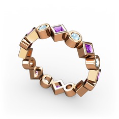 Vanora Tamtur Yüzük - Ametist ve akuamarin 925 ayar rose altın kaplama gümüş yüzük #wiu512