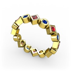 Garnet ve lab safir 18 ayar altın yüzük