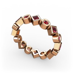 Kök yakut ve garnet 925 ayar rose altın kaplama gümüş yüzük