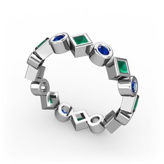 Vanora Tamtur Yüzük - Kök zümrüt ve lab safir 18 ayar beyaz altın yüzük #xq4s2u