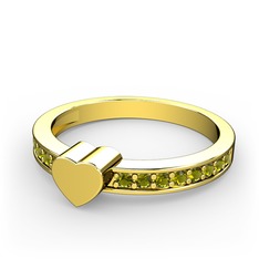 Madelina Taşlı Kalp Yüzük - Peridot 925 ayar altın kaplama gümüş yüzük #1onzj3j