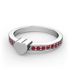 Garnet 18 ayar beyaz altın yüzük