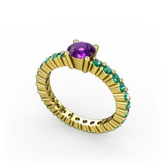 Ranita Tamtur Yüzük - Ametist ve yeşil kuvars 18 ayar altın yüzük #10iz0sw