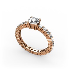 Ranita Tamtur Yüzük - Swarovski ve pırlanta 8 ayar rose altın yüzük (0.52 karat) #10rumze