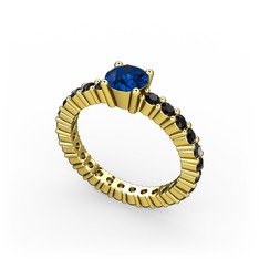 Ranita Tamtur Yüzük - Lab safir ve siyah zirkon 925 ayar altın kaplama gümüş yüzük #11g09kl