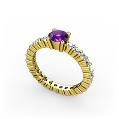 Ranita Tamtur Yüzük - Ametist ve pırlanta 8 ayar altın yüzük (0.52 karat) #12s1jag
