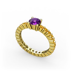 Ametist ve sitrin 8 ayar altın yüzük