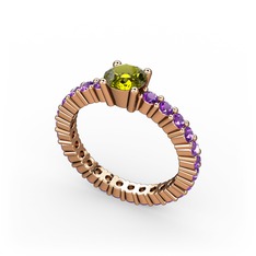 Ranita Tamtur Yüzük - Peridot ve ametist 8 ayar rose altın yüzük #158oah